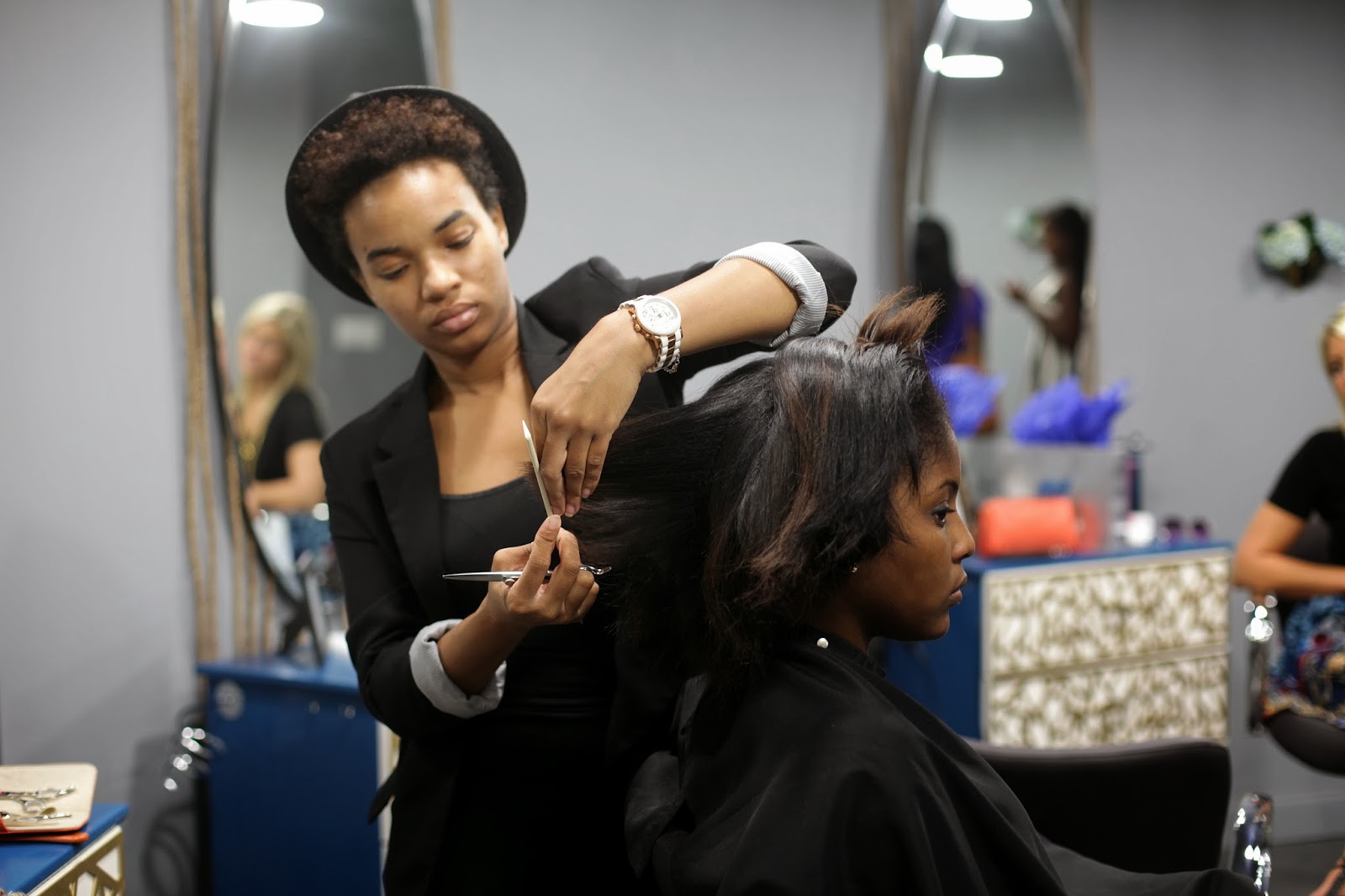 Bondage hairdresser haircut