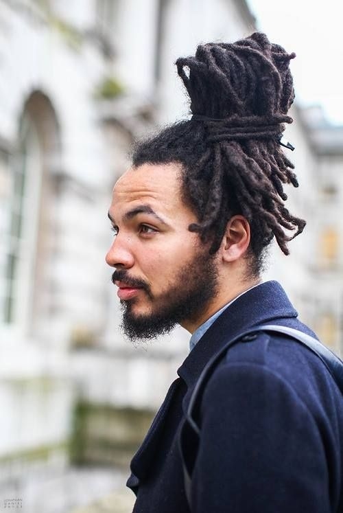 black men's hair topknot